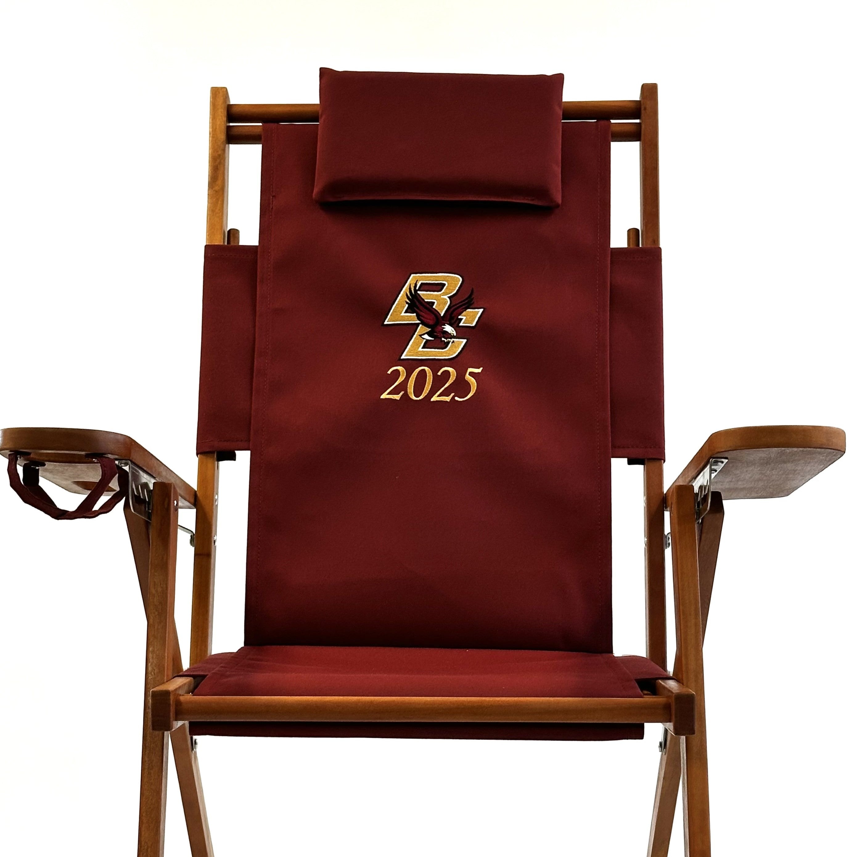 Personalized Tall Wood Beach Chair Custom Embroidered with Boston College Logo and Graduation Year