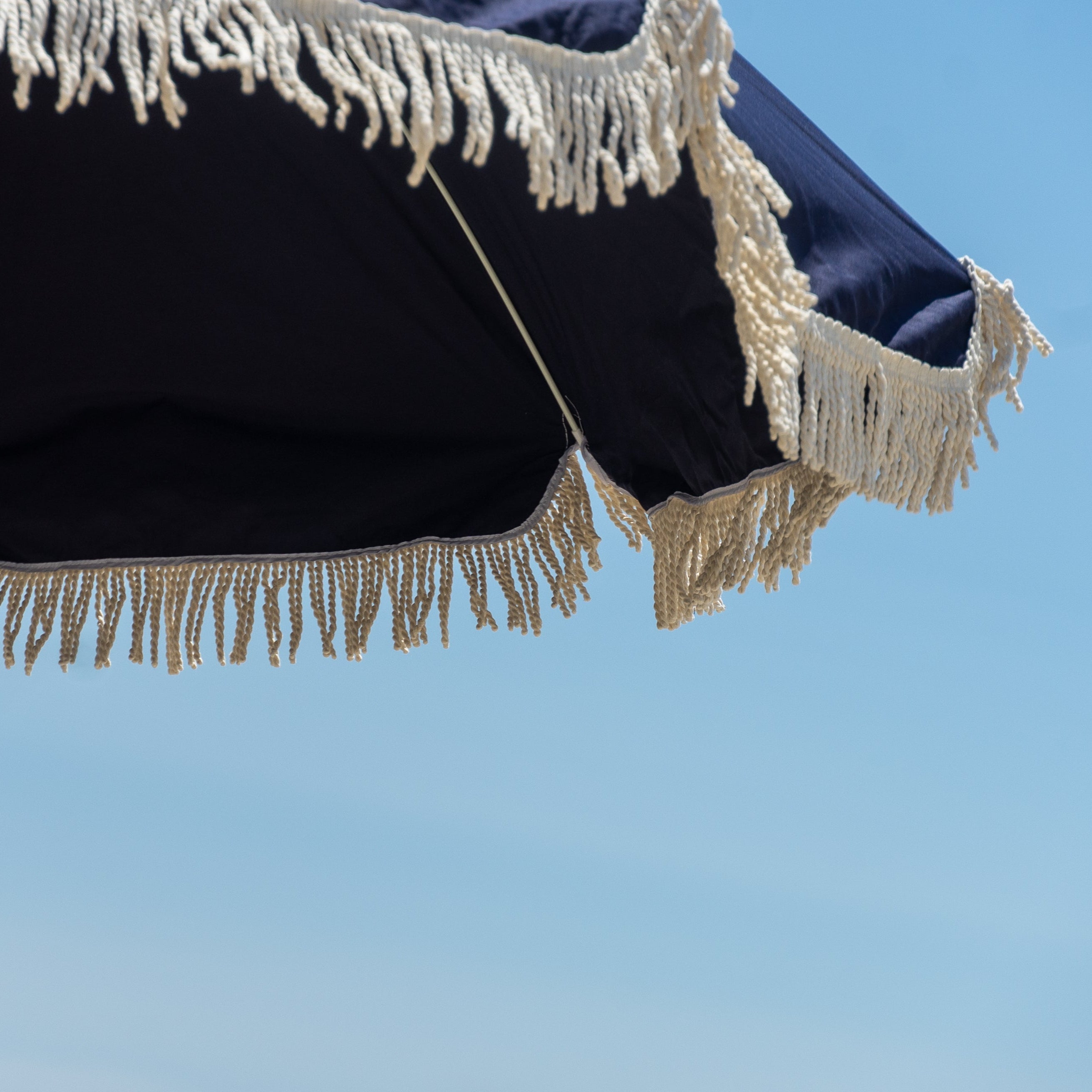 Premium Beach Umbrella - Navy with Tassels