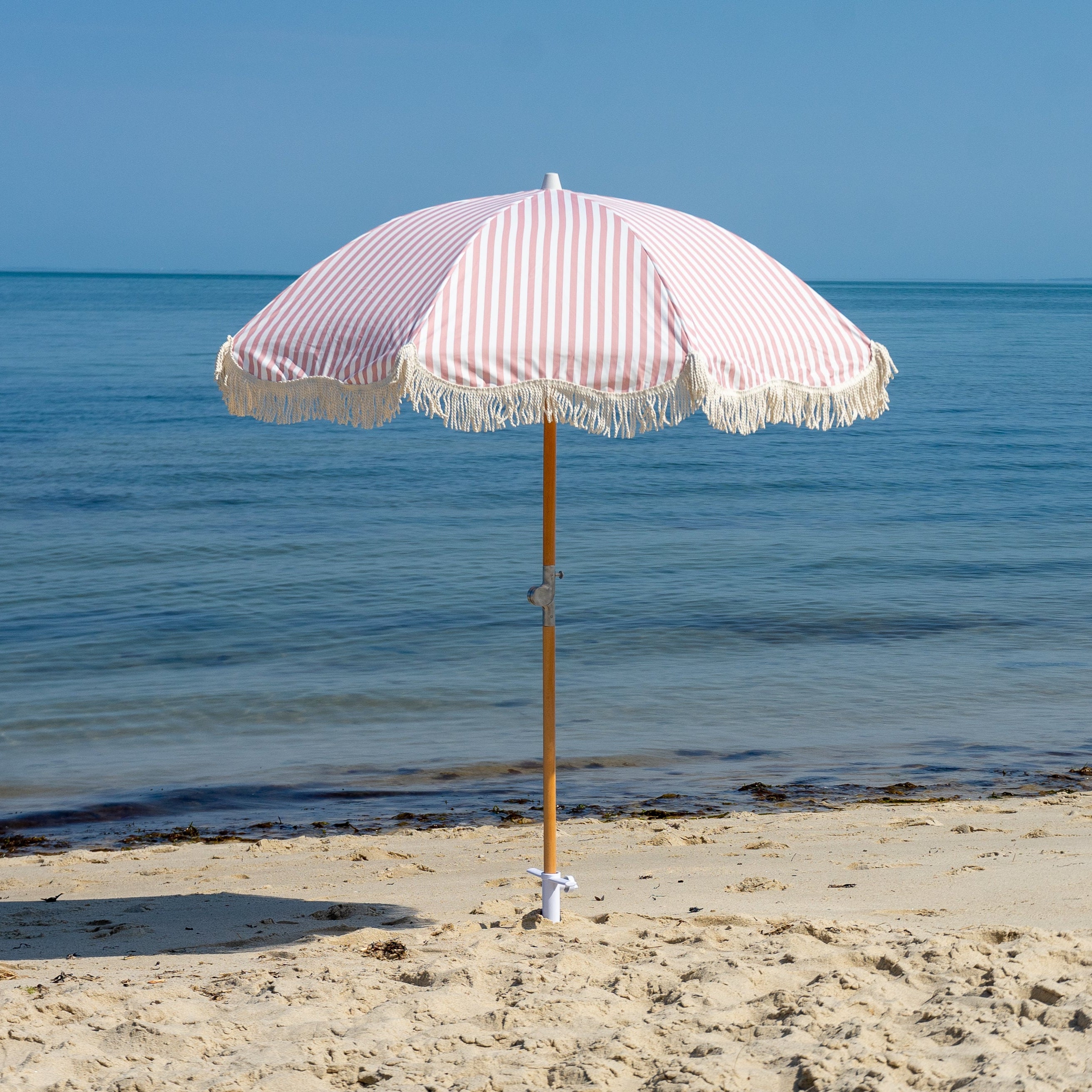 pink and white striped premium umbrella