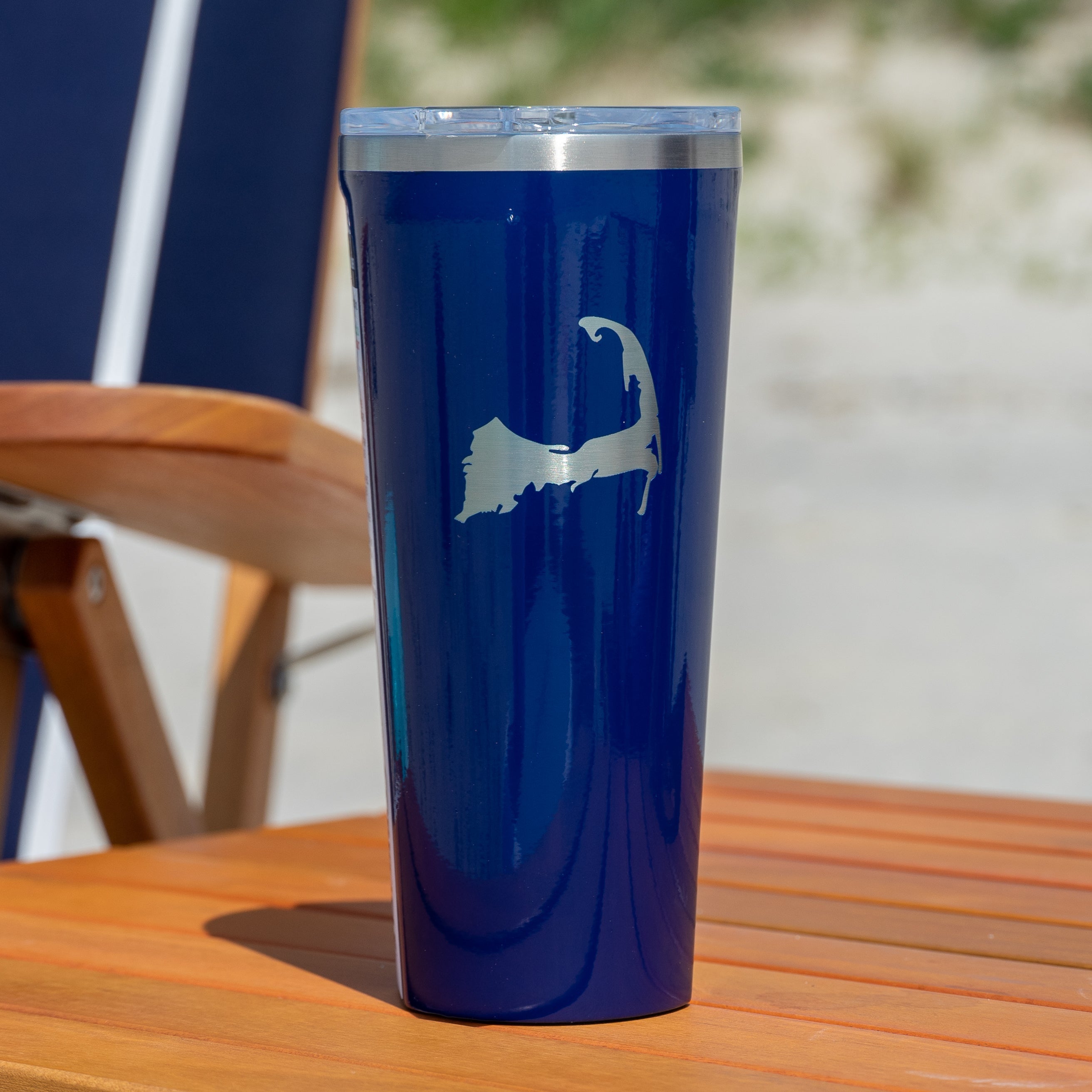 Navy blue cape cod corkcicle drink tumbler