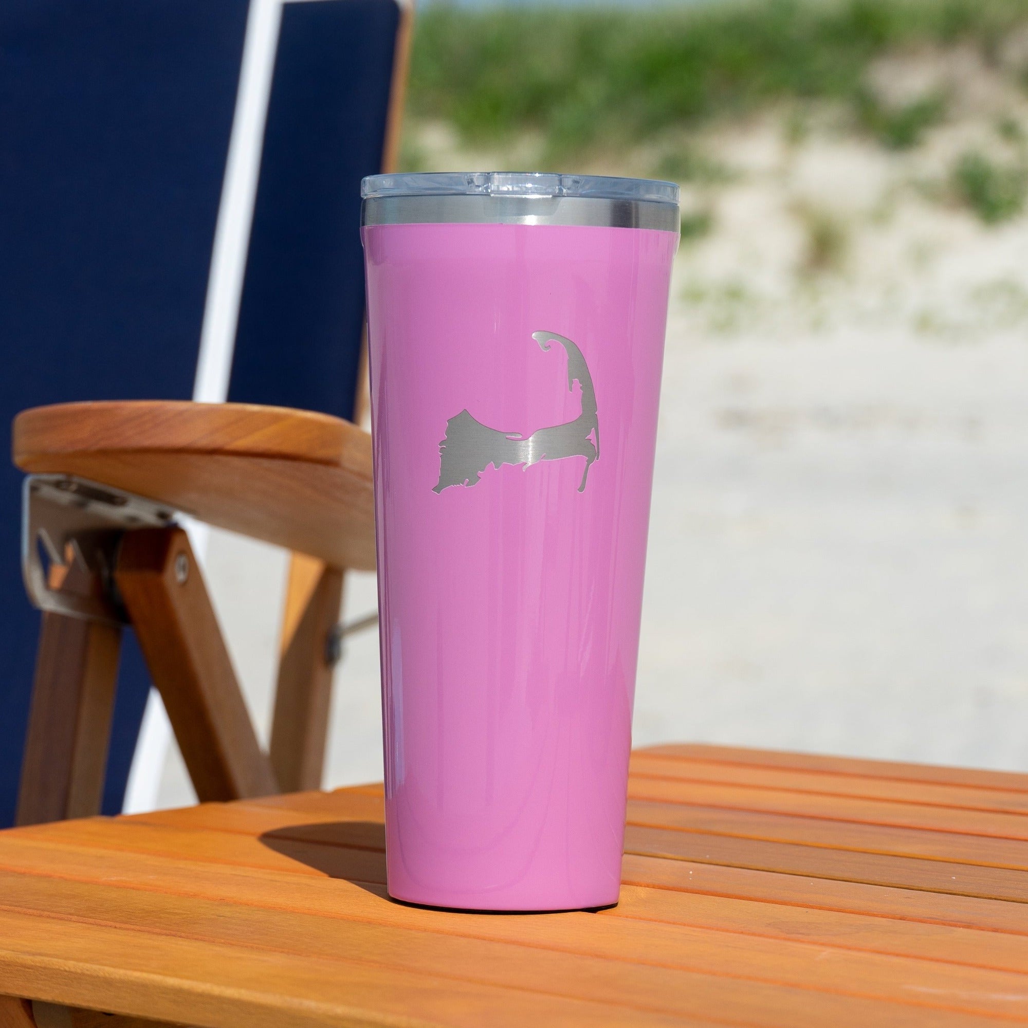Pink blue cape cod corkcicle drink tumbler