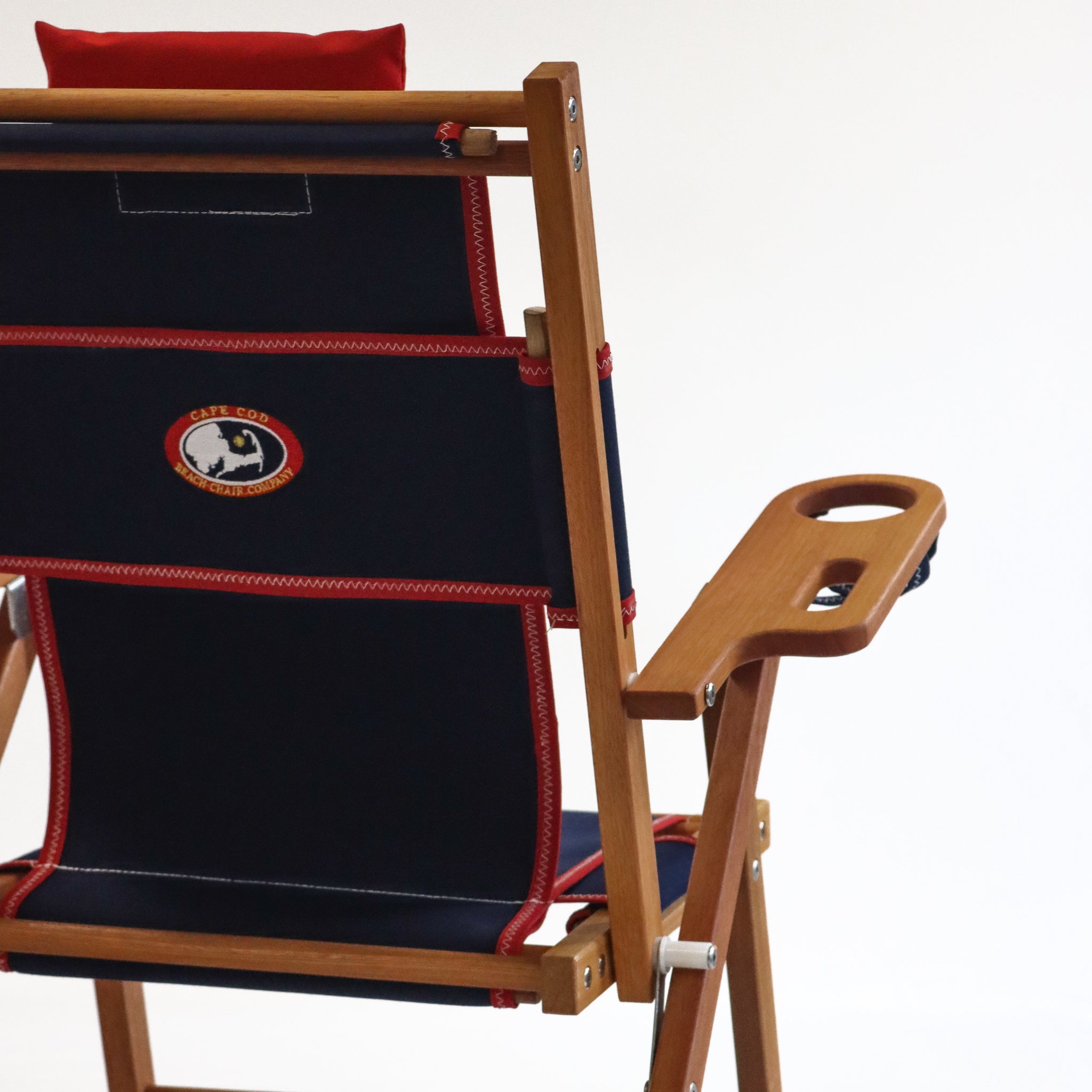 Custom Embroidered Yacht Club Wood Beach Chair