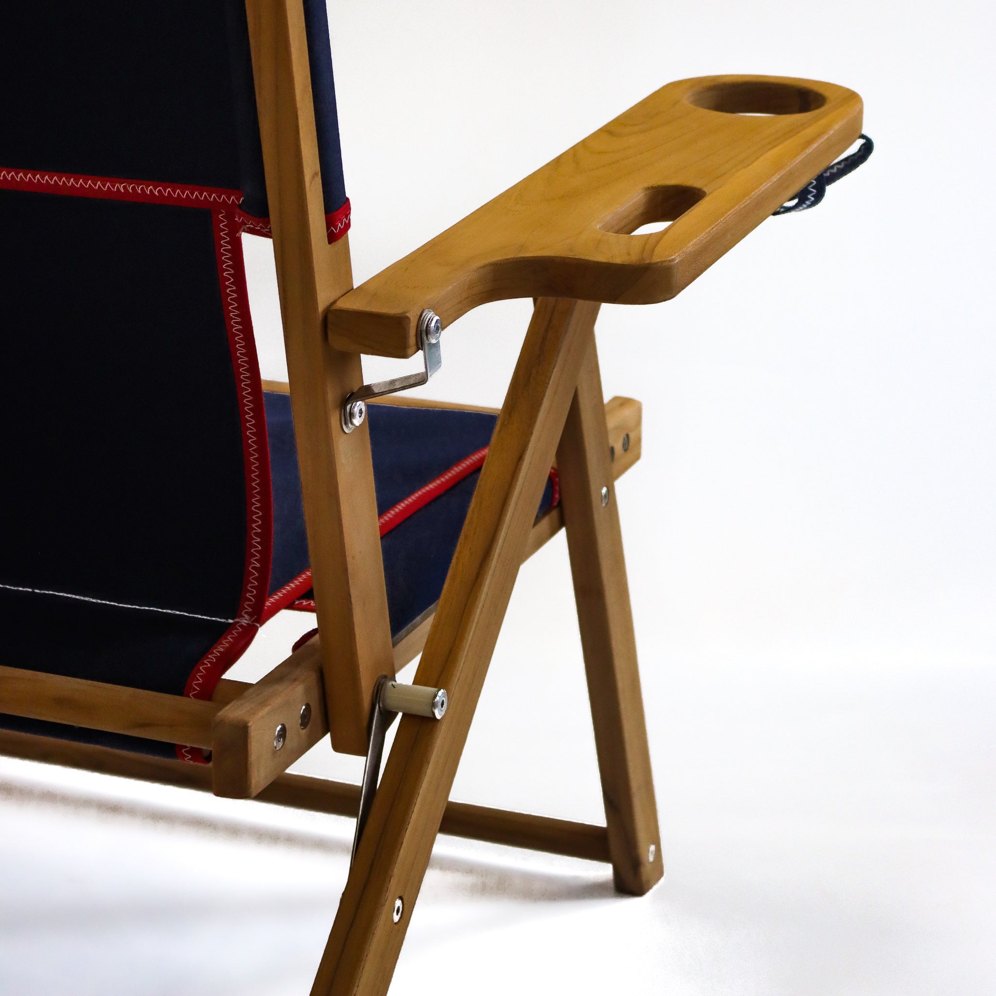 Close Up of Wood Grain of Custom Yacht Club Beach Chair