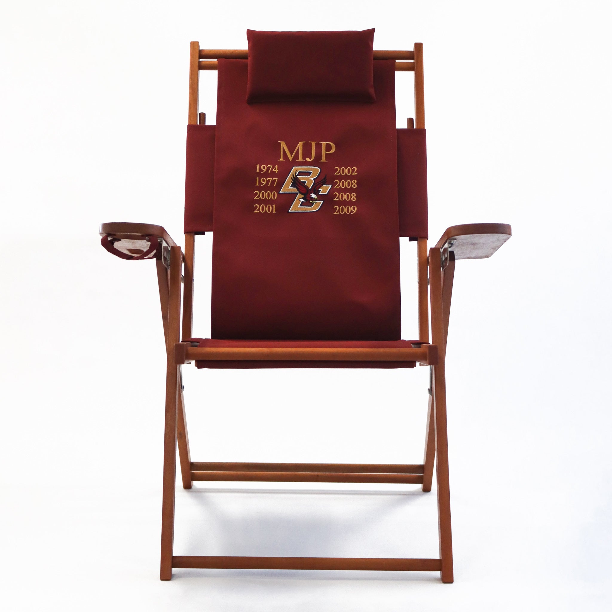 Boston College personalized alumni chair with name and graduation dates
