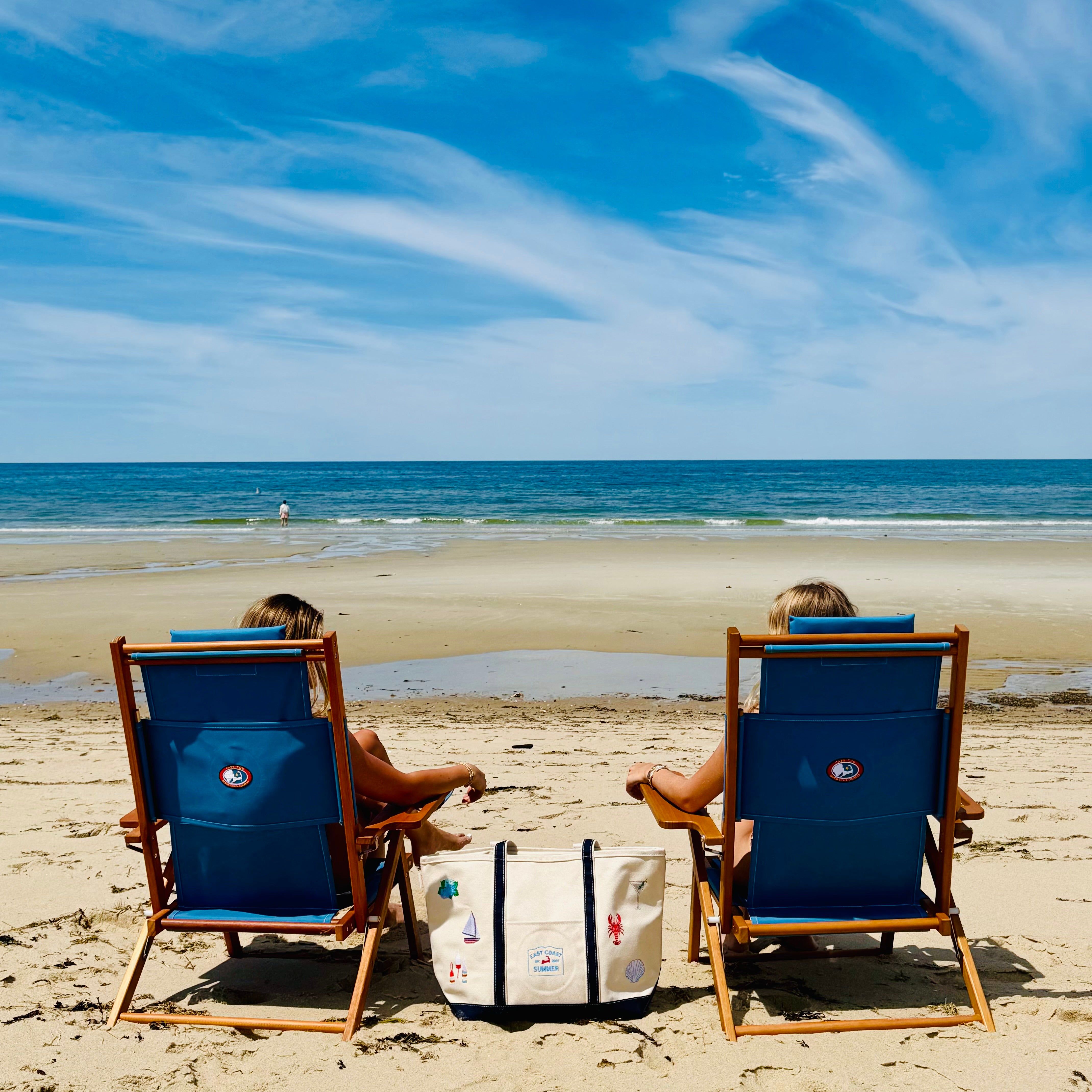 Teak Nauset Recliner- Bay Blue