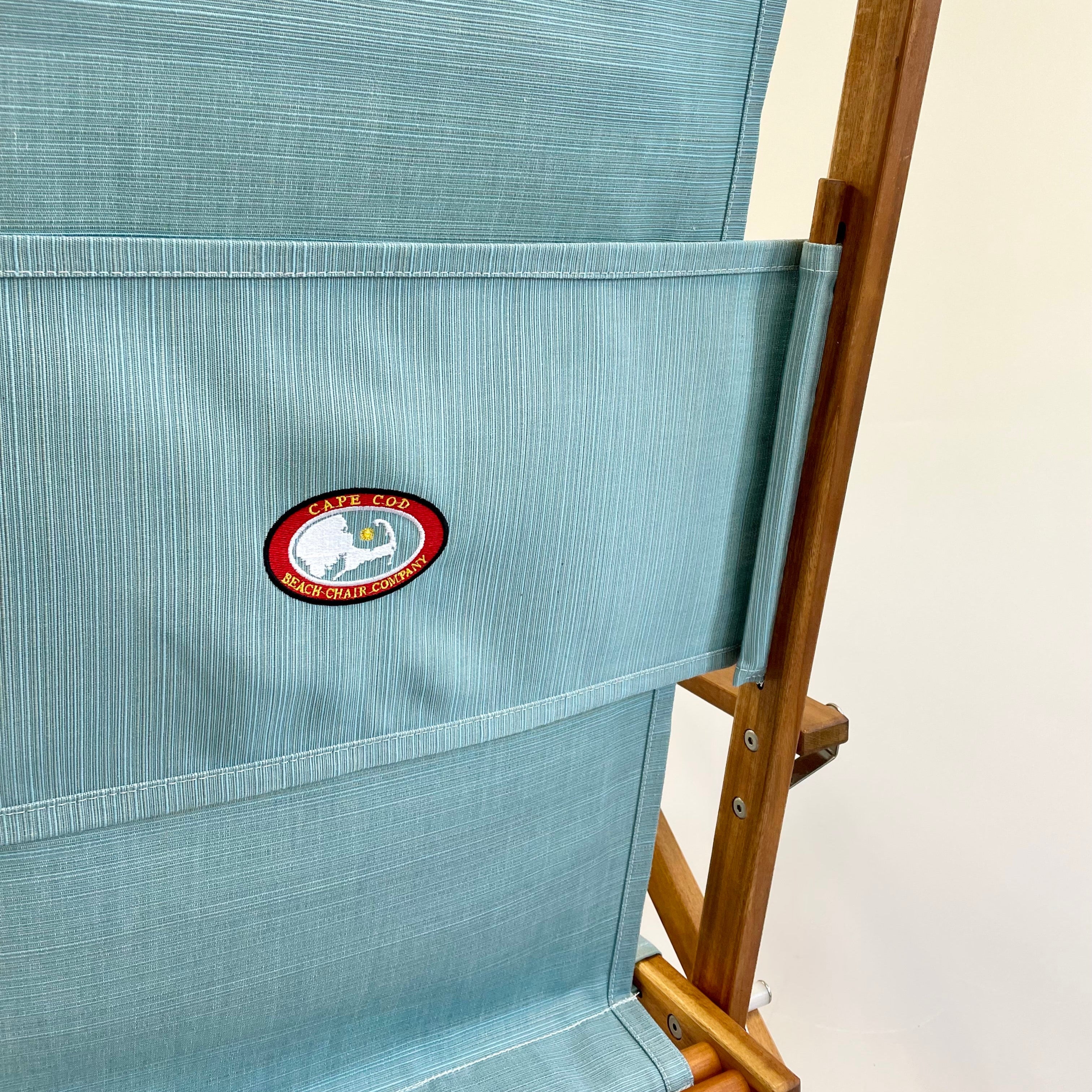 Custom embroidered premium teak seafoam wood beach chair