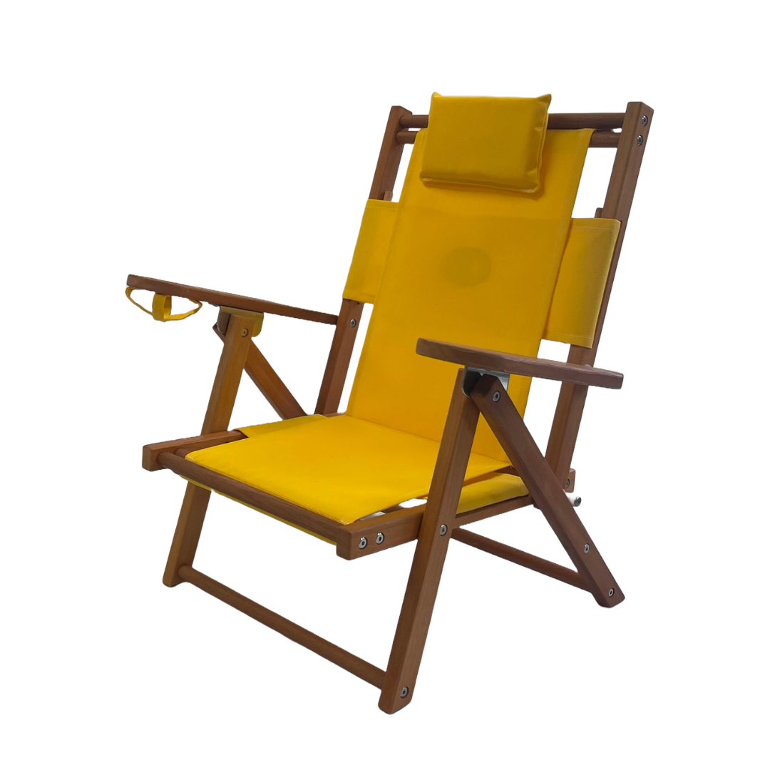 Yellow Children's Wood and Canvas Beach Chair
