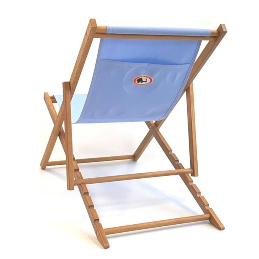 Light Blue Wooden Reclining Sling Chair