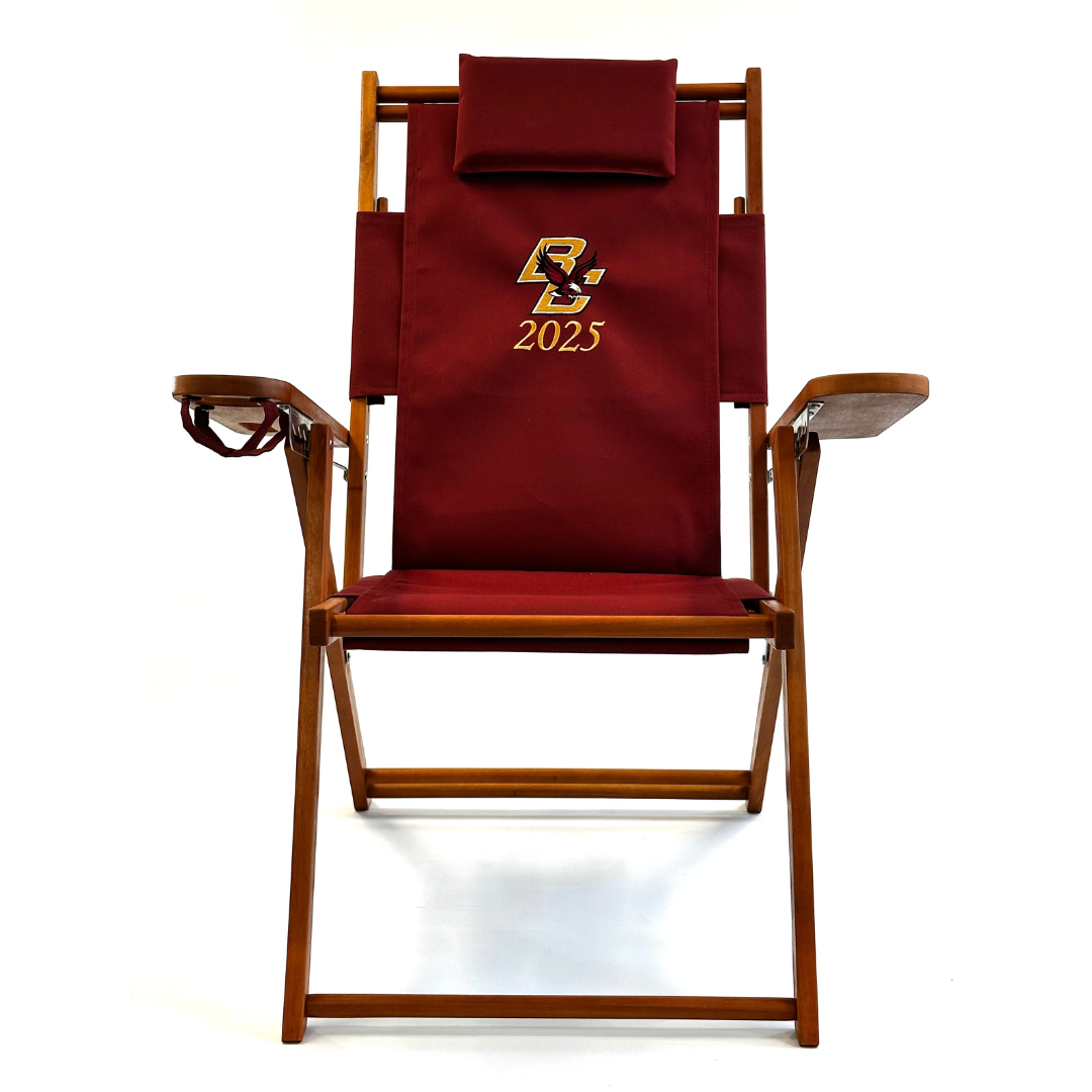 Personalized Custom Boston College Logo Wood Tall Beach Chair for Graduation Gift