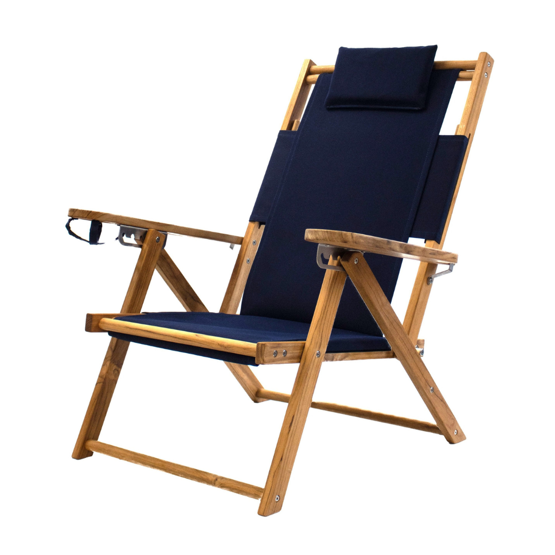 Teak Nauset Recliner- Navy Blue