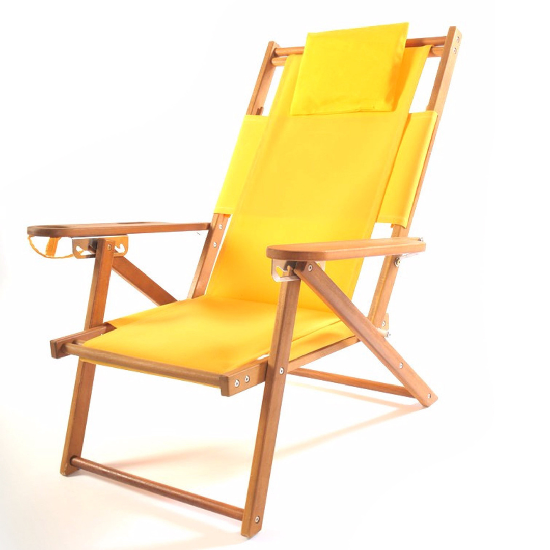 Custom Comfortable Yellow Wooden Beach Recliner Chair
