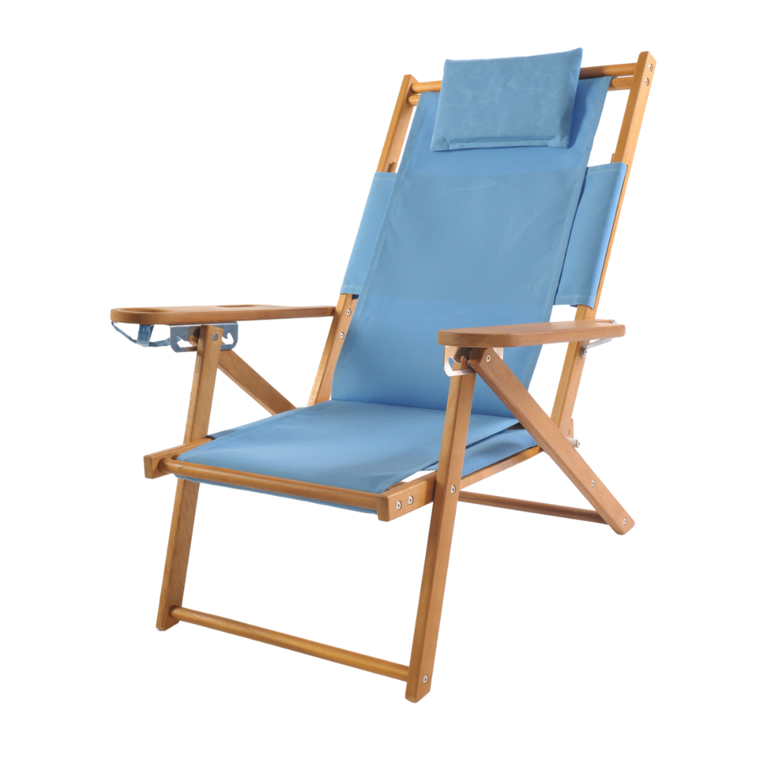 Light Blue Reclining Wooden Beach Chair