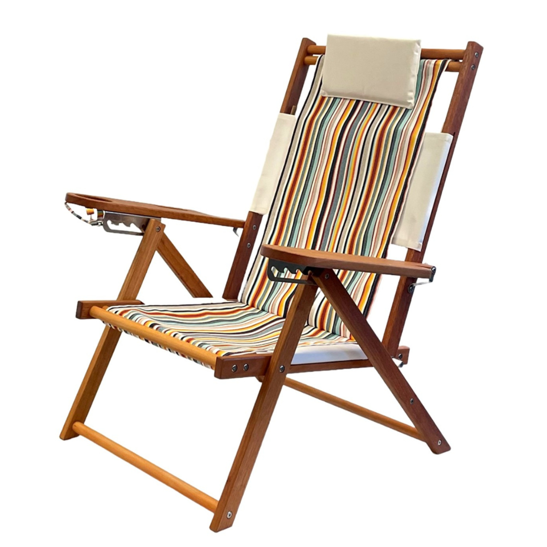 Custom Striped Wood Beach Chair