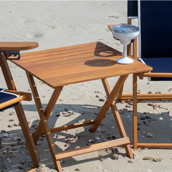 large folding wooden beach table