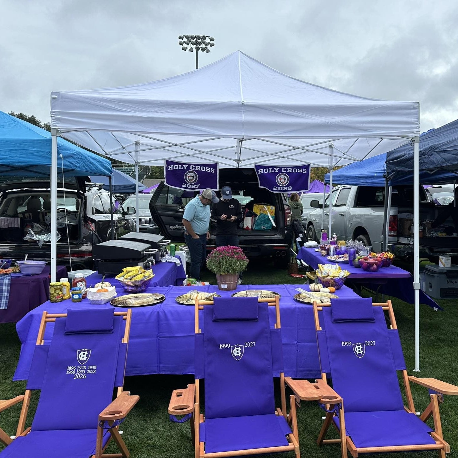 Personalized Holy Cross Wood Beach Chairs at Tailgate
