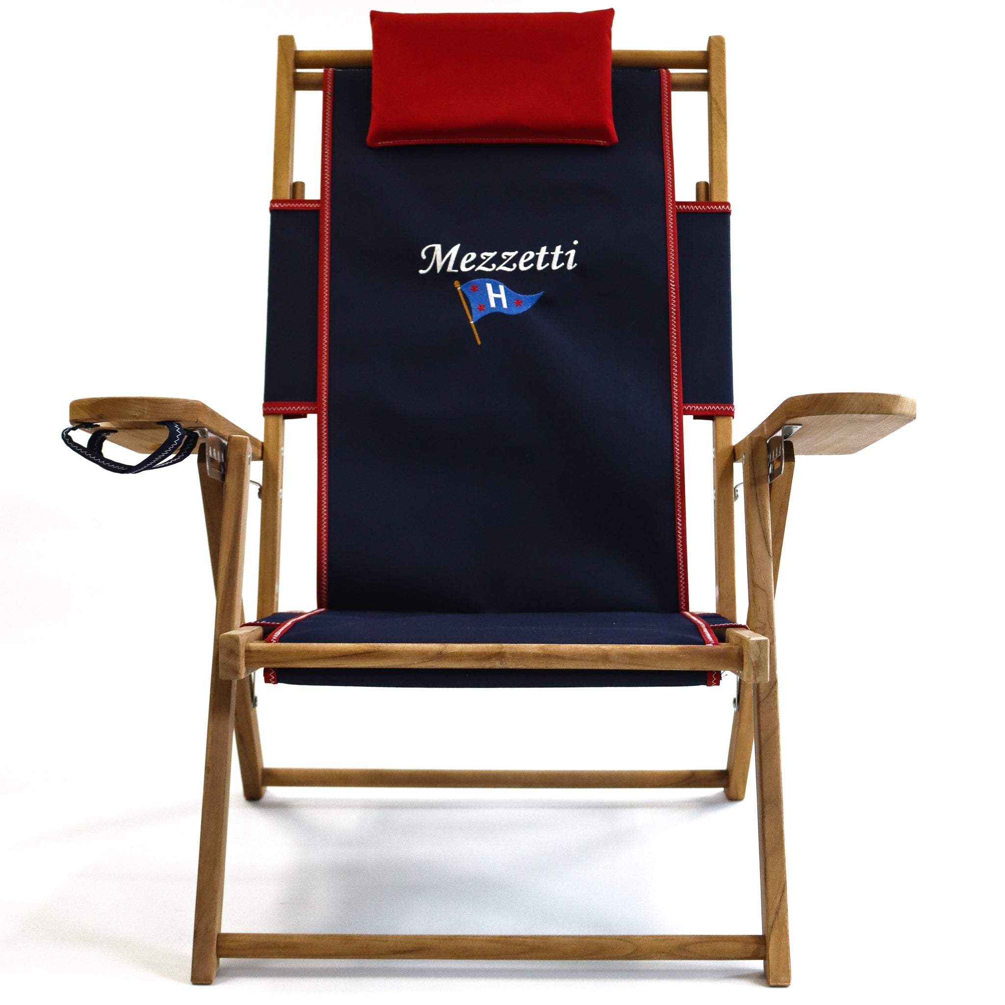 Custom Yacht Club Wood Beach Chair Embroidered with Name and Burgee