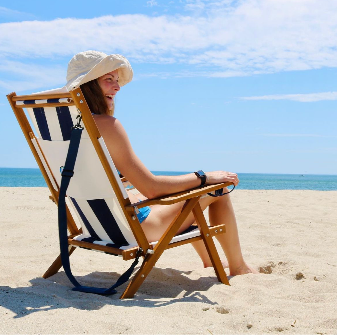 Nauset Recliner- Navy Stripe