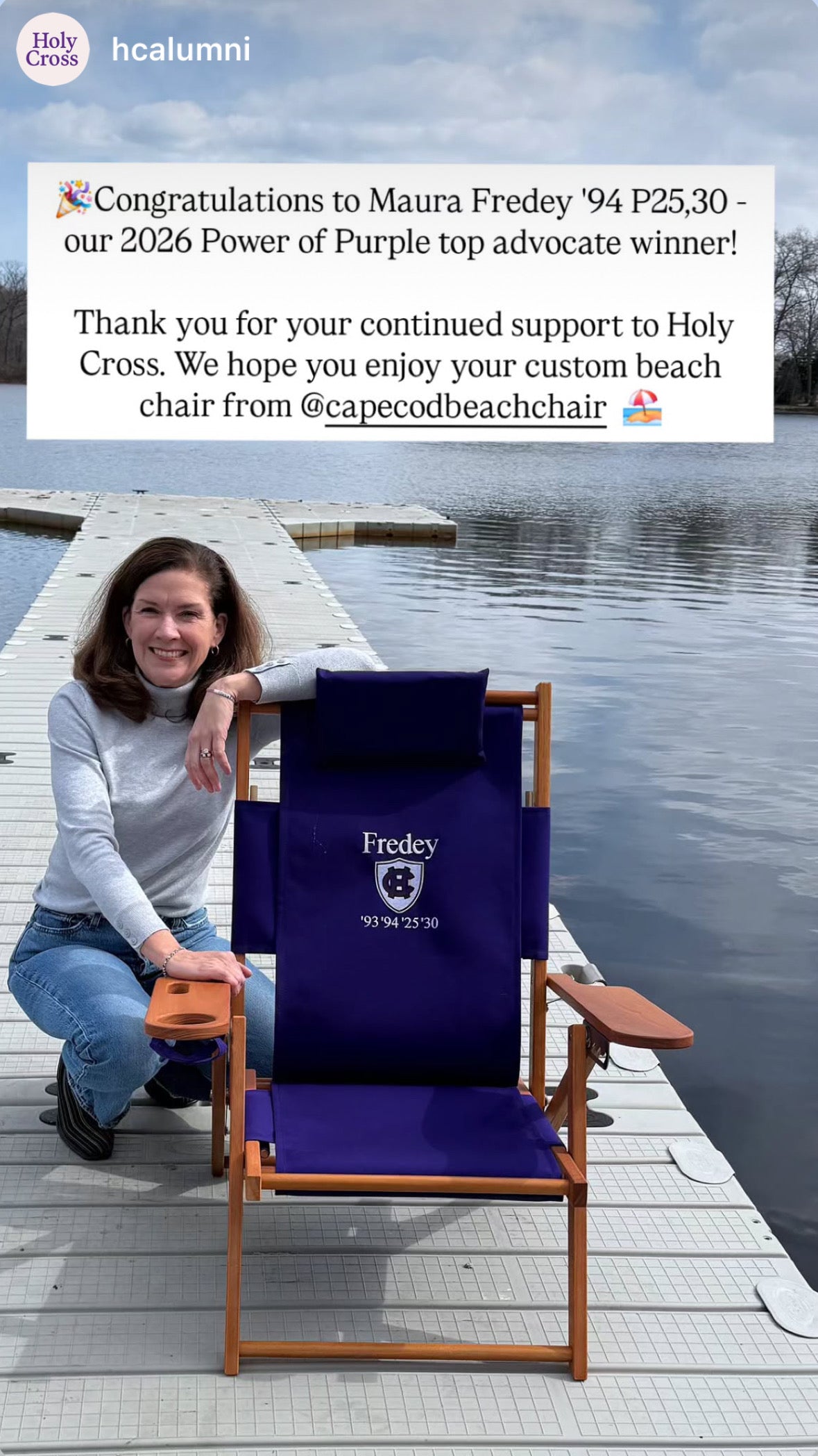 College of the Holy ross Alumni Association Power of Purple Award chair.