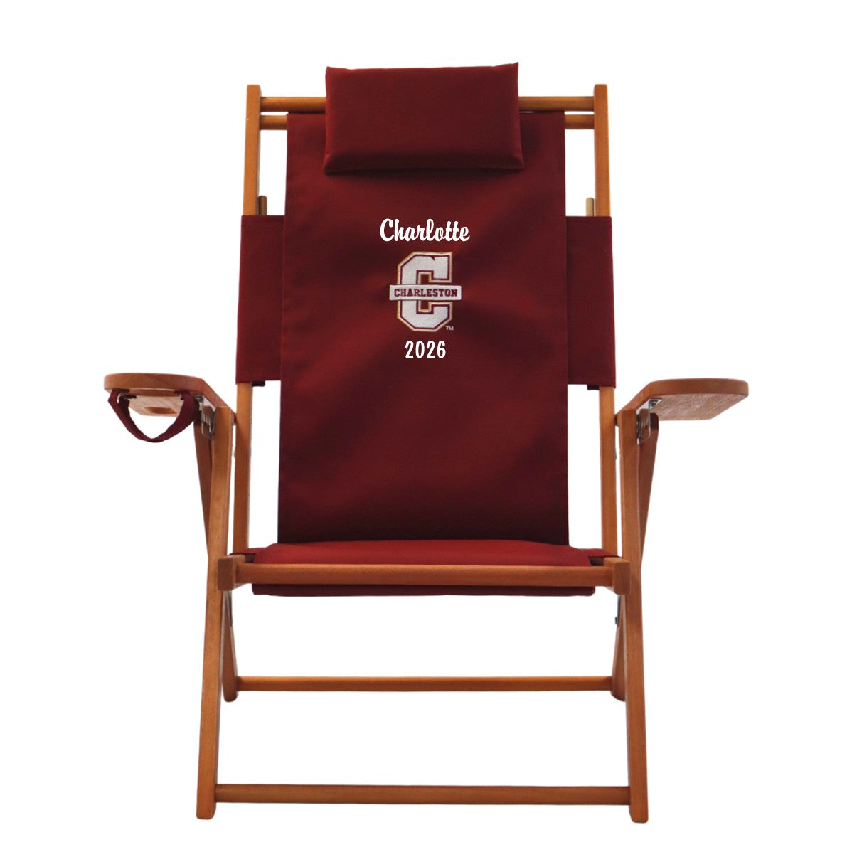 College of Charleston personalized graduation gift chair with logo, name and year.