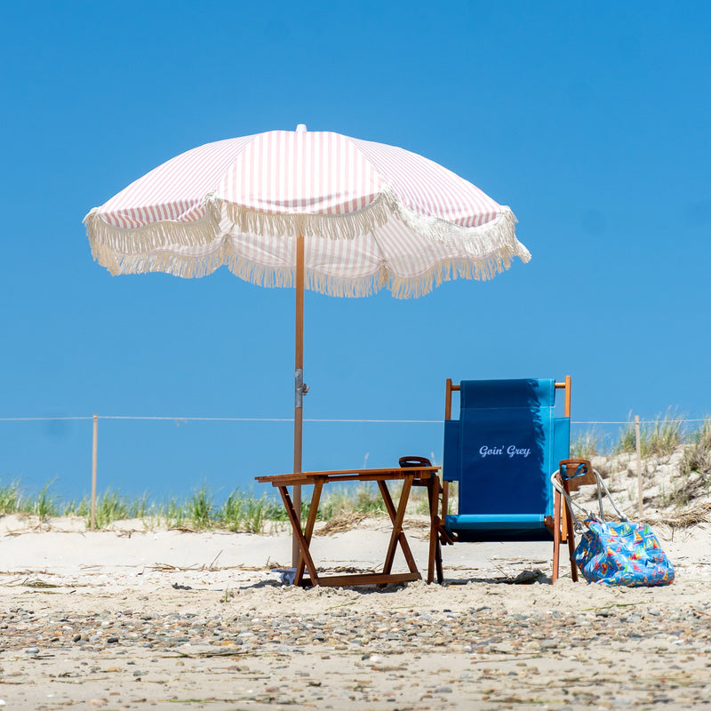 Premium Beach Umbrella- Pink Pin Stripe