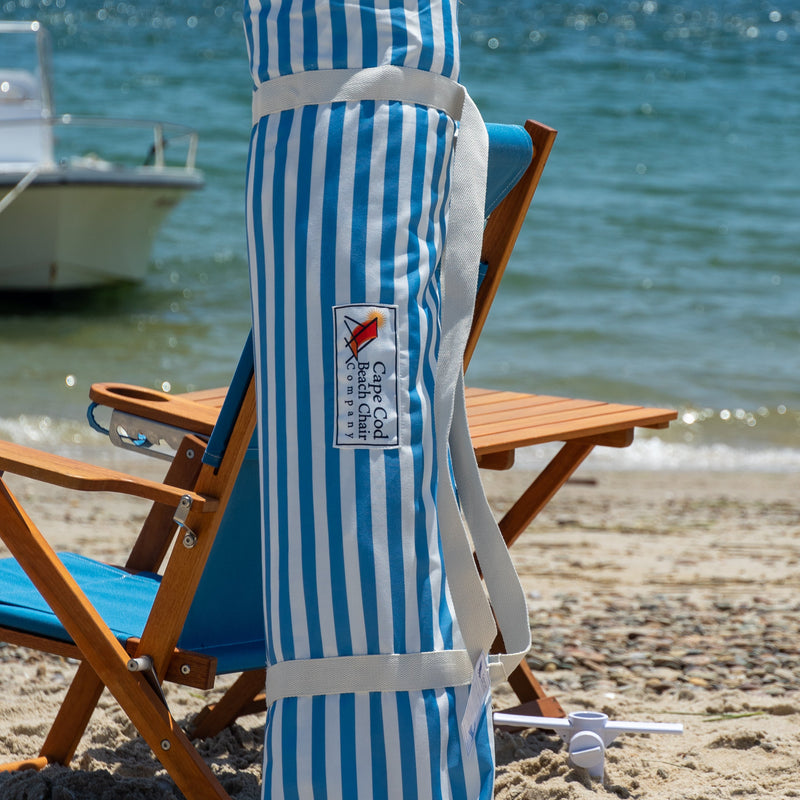 Premium Beach Umbrella- Light Blue Pin Stripe