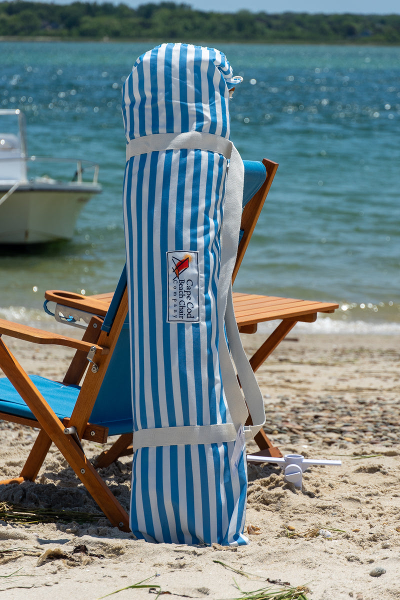 Premium Beach Umbrella- Light Blue Pin Stripe