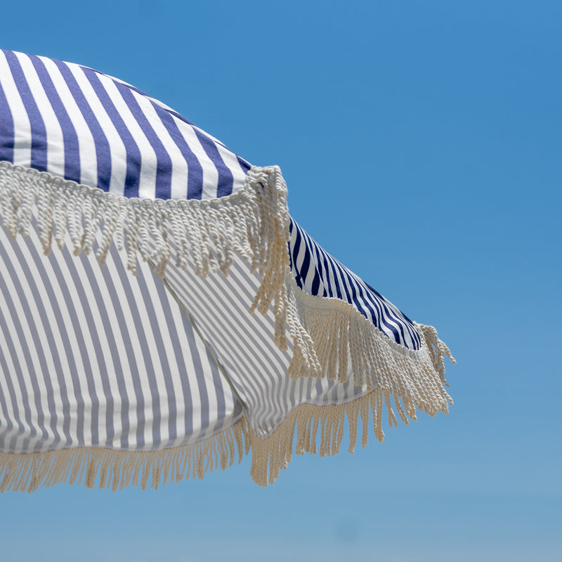 Premium Beach Umbrella- Navy Pin Stripe