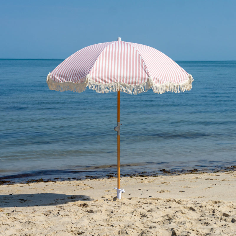 Premium Beach Umbrella- Pink Pin Stripe