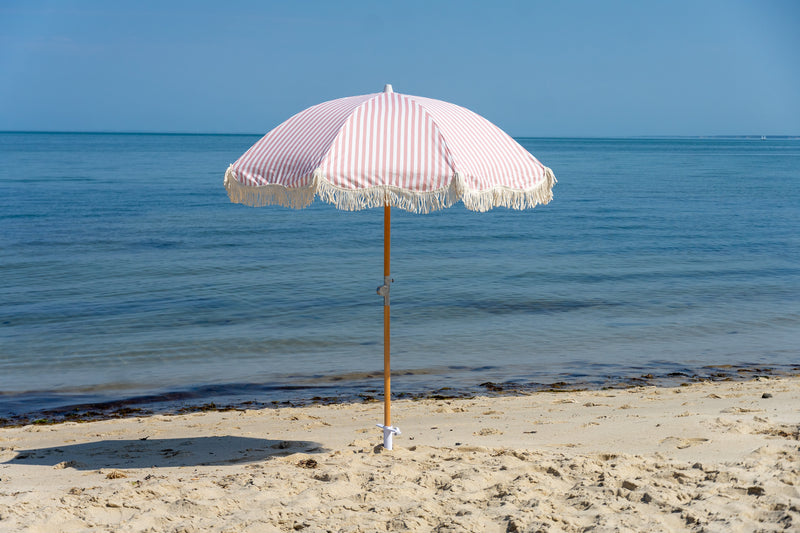 Premium Beach Umbrella- Pink Pin Stripe
