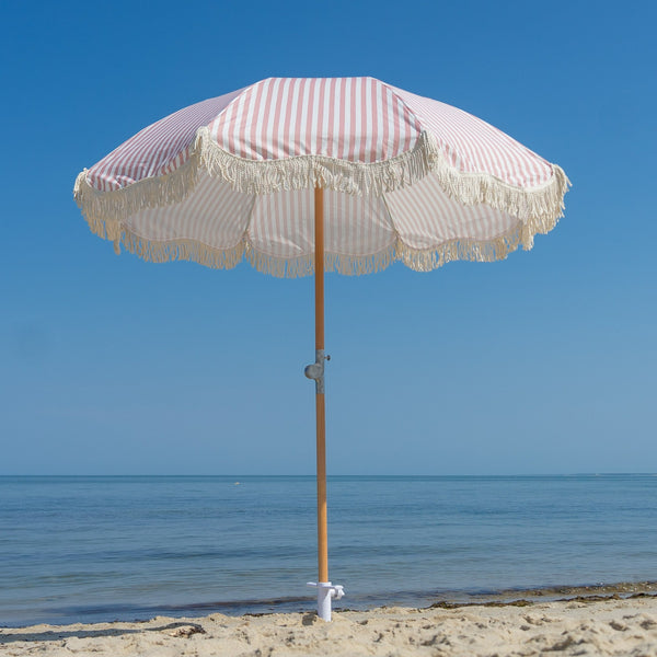 Premium Beach Umbrella- Pink Pin Stripe