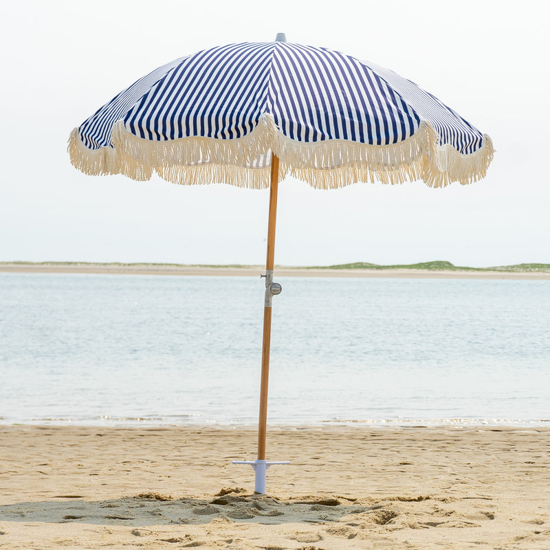 Premium Beach Umbrella- Navy Pin Stripe