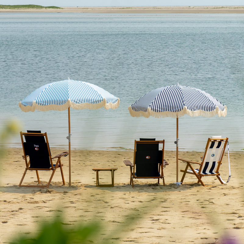 Premium Beach Umbrella- Navy Pin Stripe