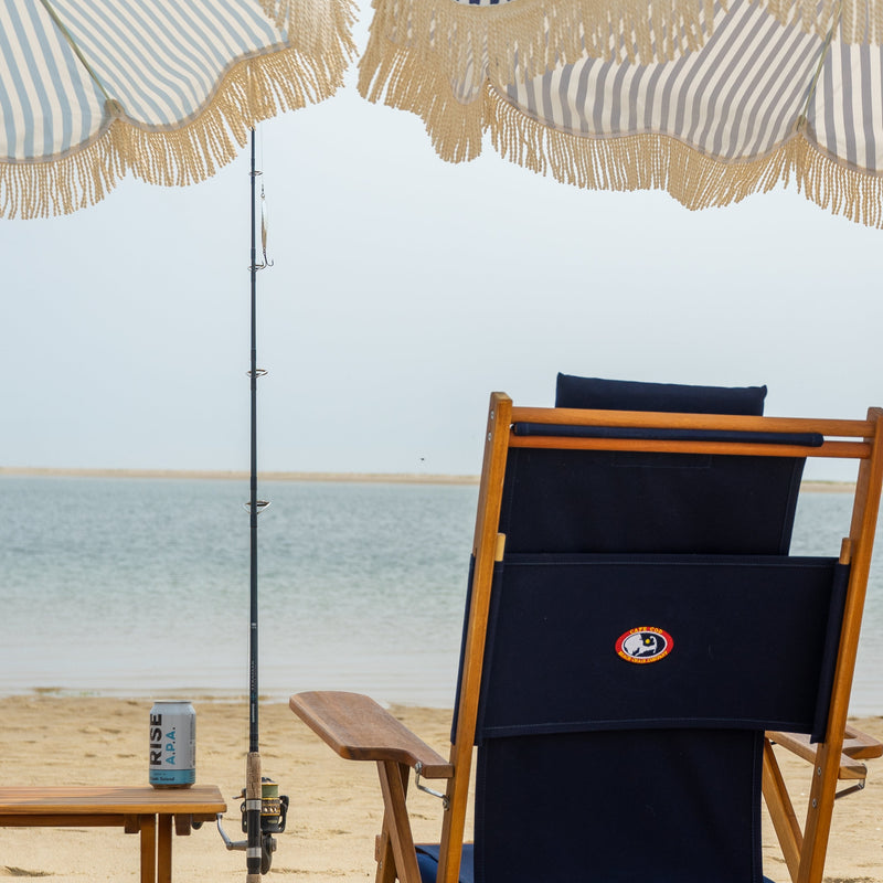 Premium Beach Umbrella- Navy Pin Stripe