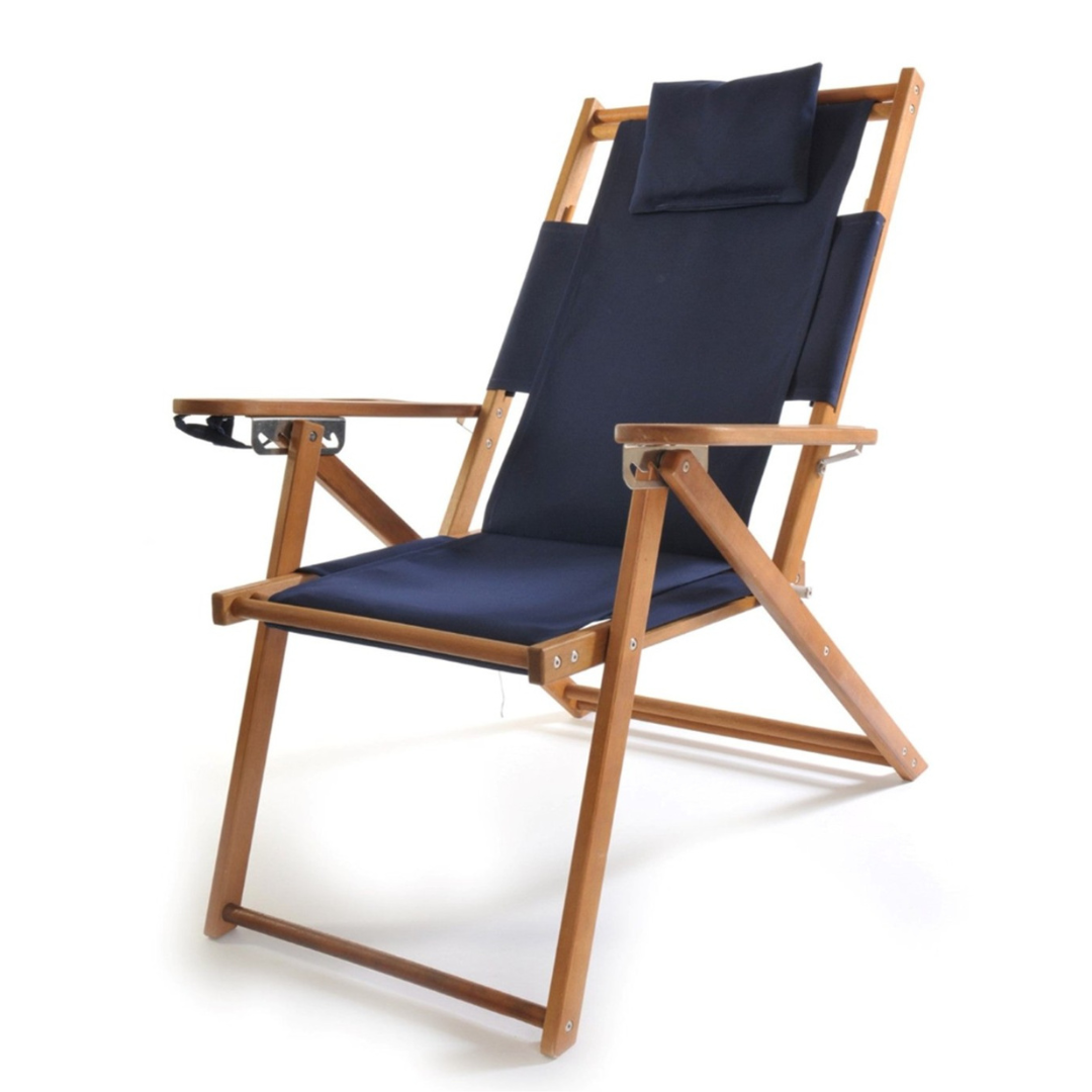 Custom Tall Navy Wood Chair