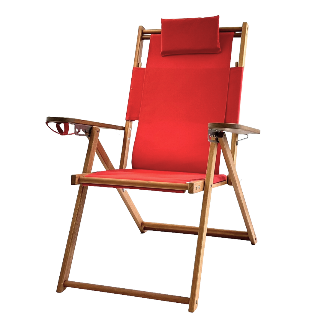 Custom Tall Red Wood Beach Chair