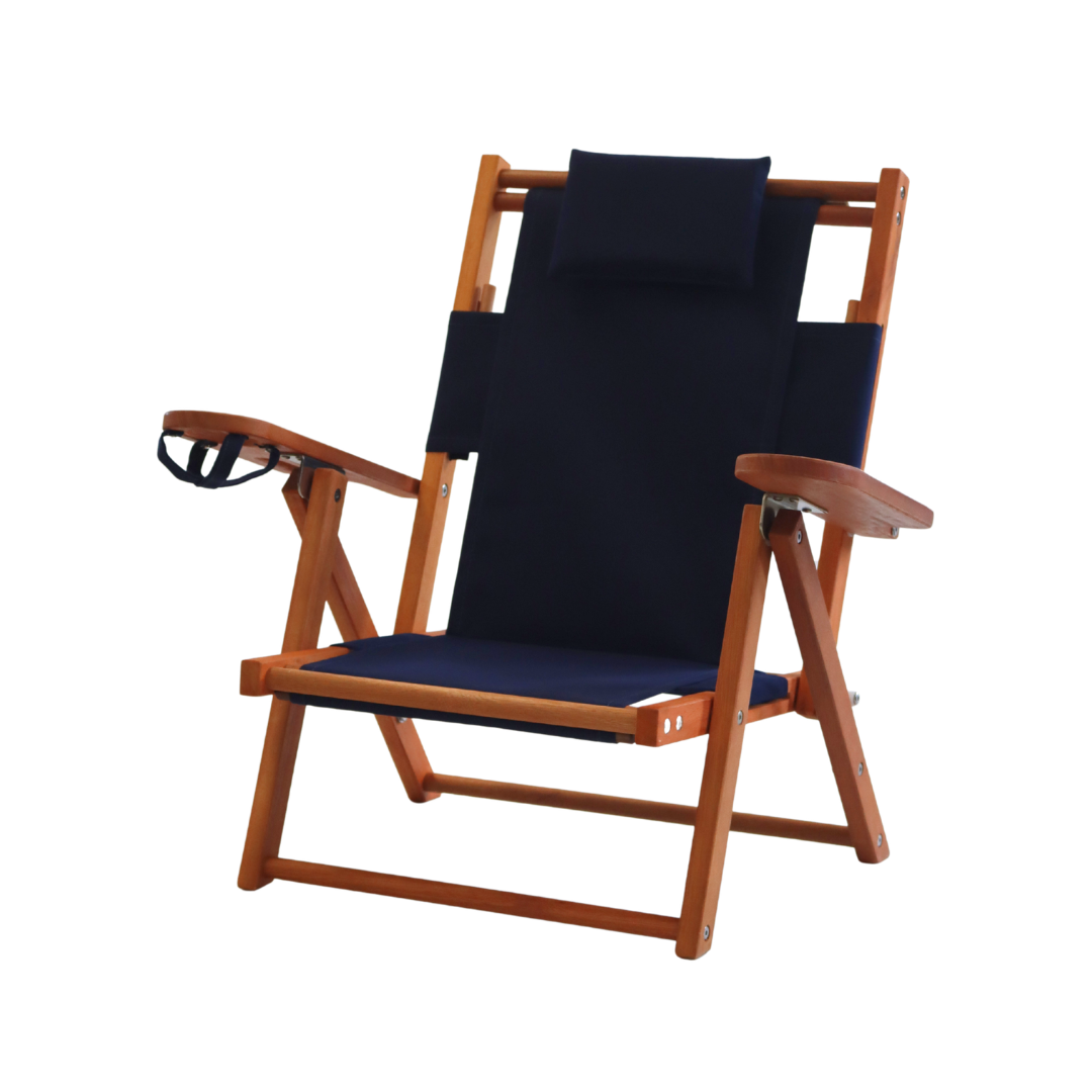 Kid's navy blue wooden beach chair