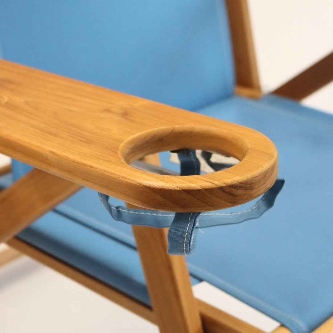 Teak wood chair armrest with a cupholder