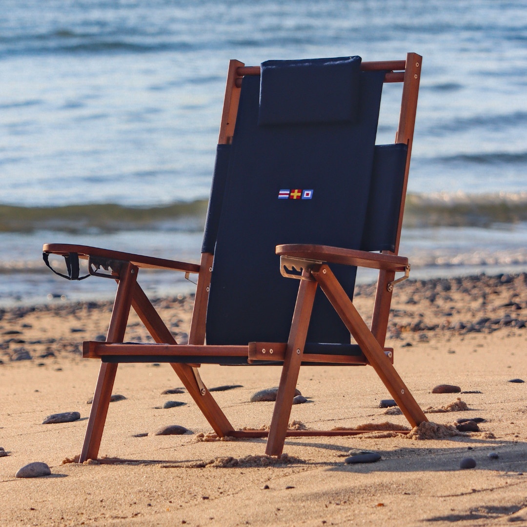 Teak Nauset Recliner- Navy Blue