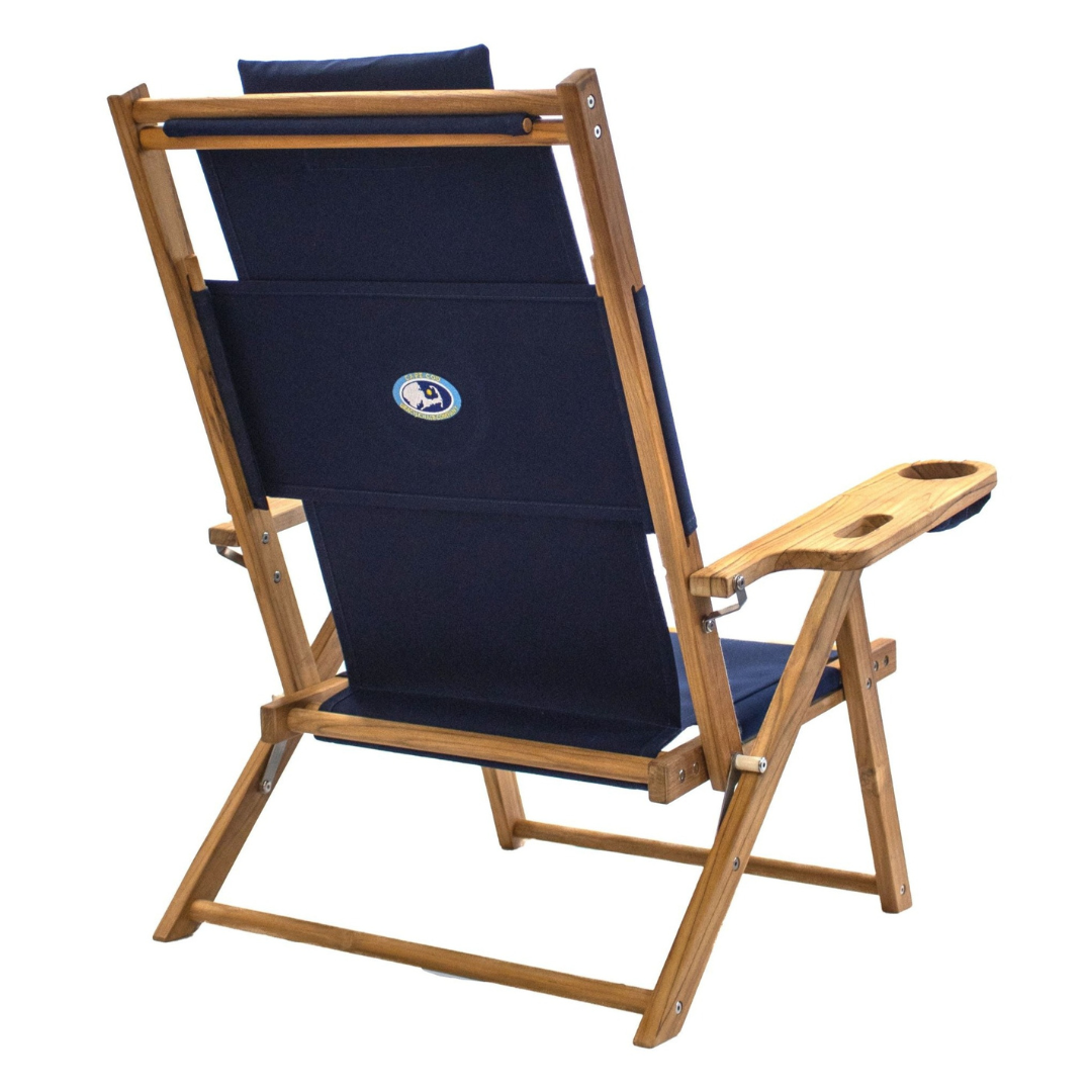 Teak Nauset Recliner- Navy Blue