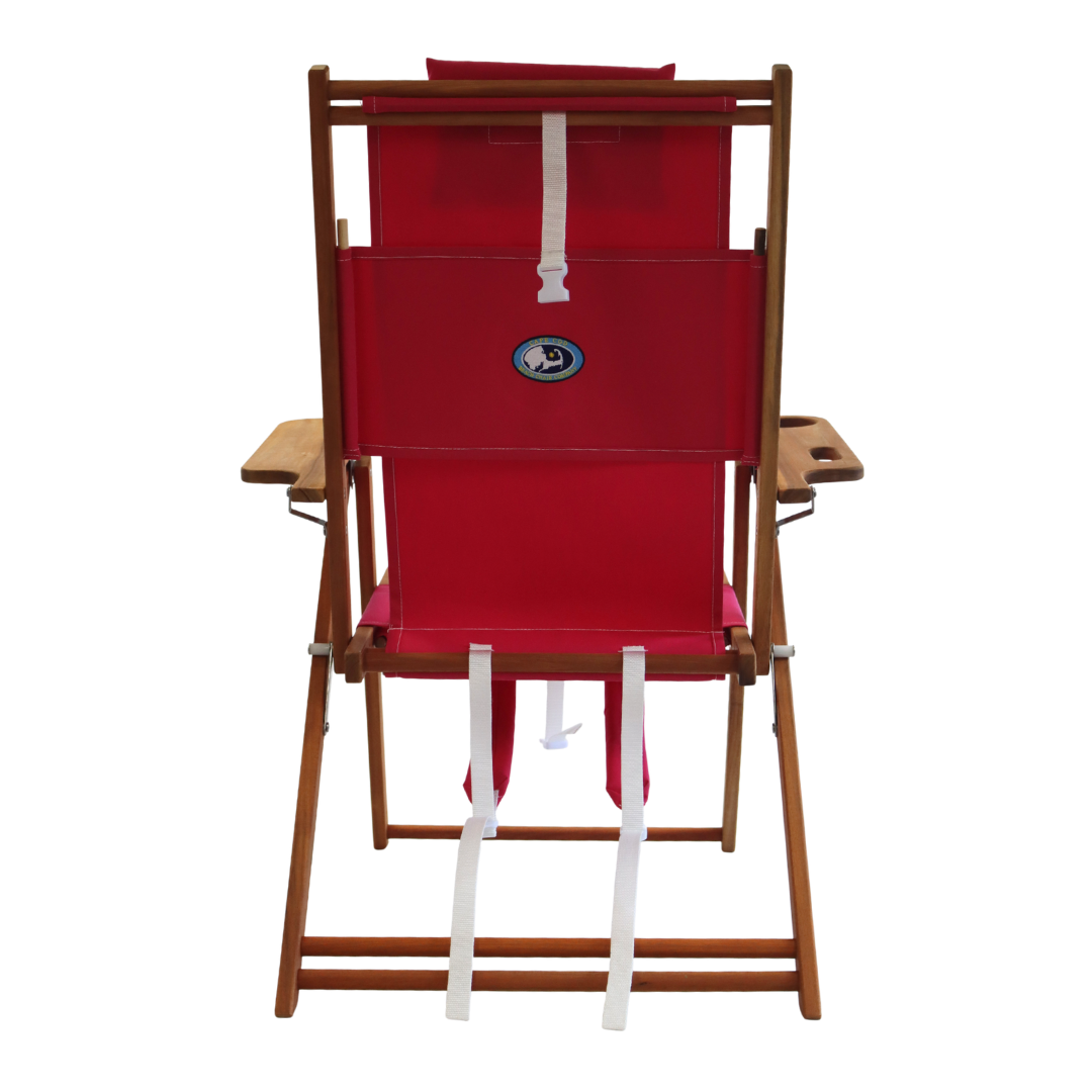 Tall pink wooden backpack beach chair