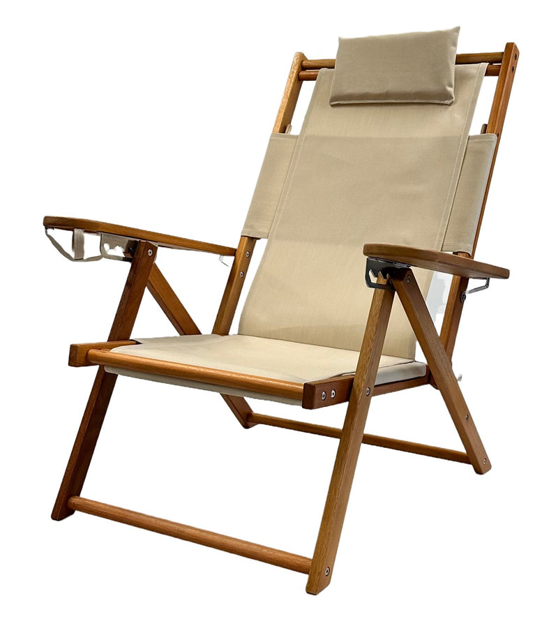 Nauset Recliner Wood Beach Chair Beige Cape Cod Beach Chair Company