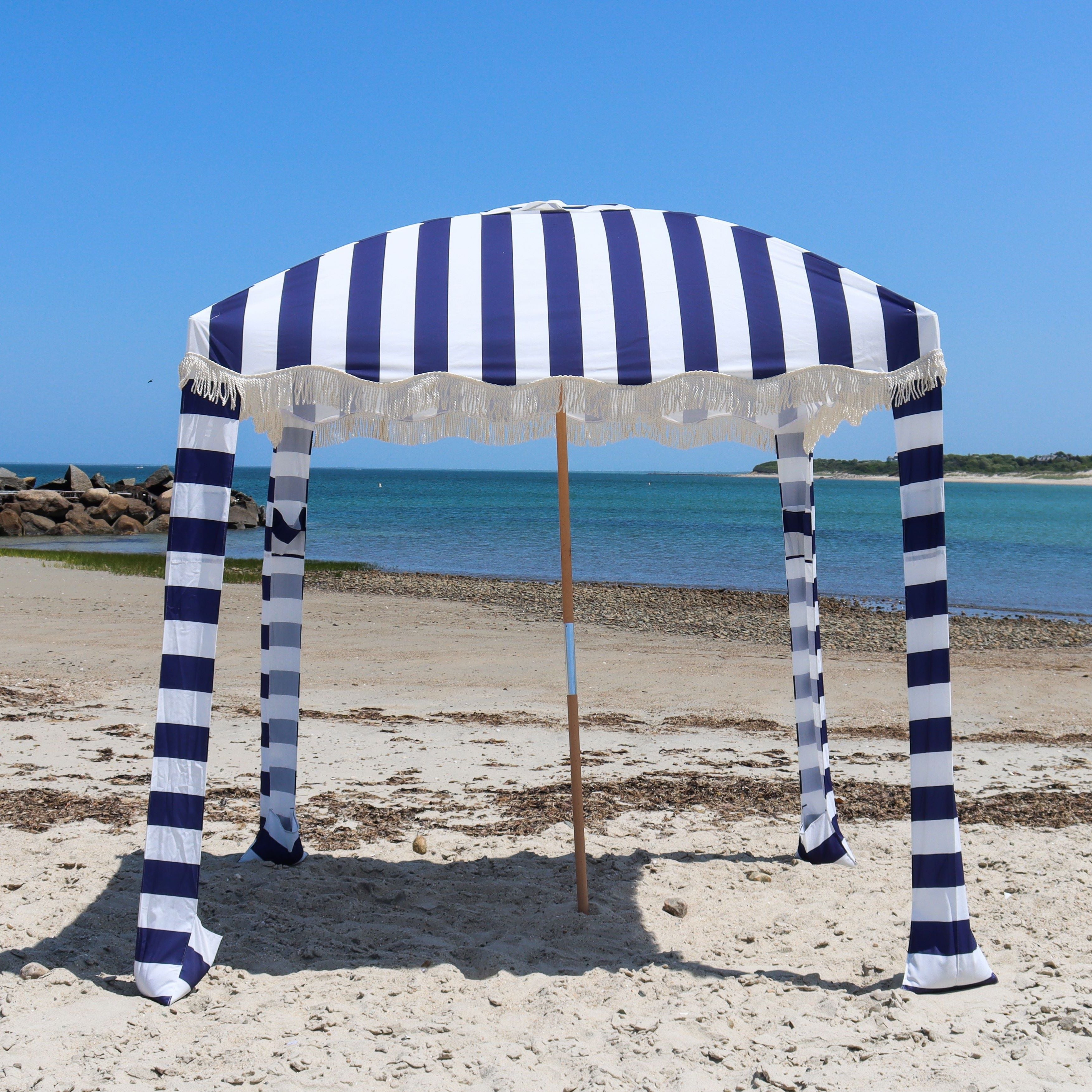 Premium Beach Cabana Navy Stripe Cape Cod Beach Chair Company