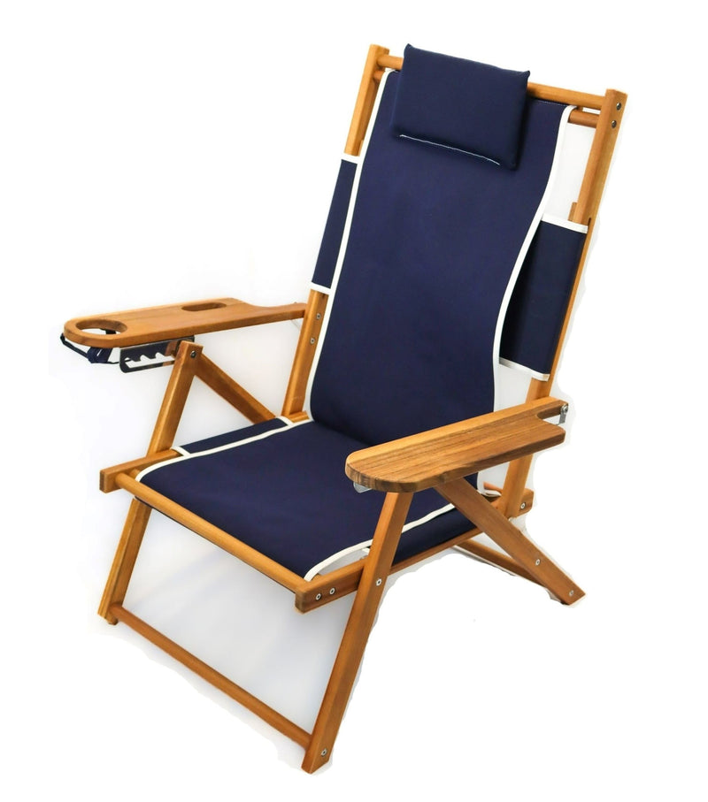 Nauset Recliner Trimmed Navy Cape Cod Beach Chair Company