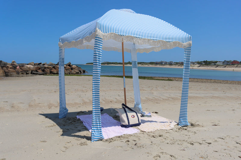 Premium Beach Cabana- Light Blue Pin Stripe – Cape Cod Beach Chair