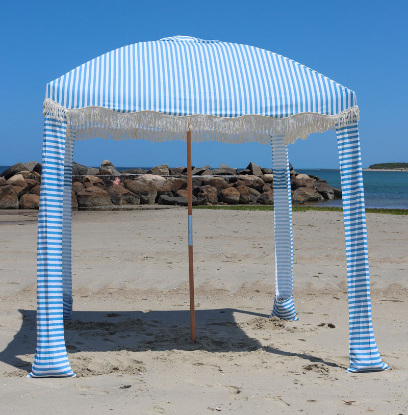 Premium Beach Cabana- Light Blue Pin Stripe – Cape Cod Beach Chair Company