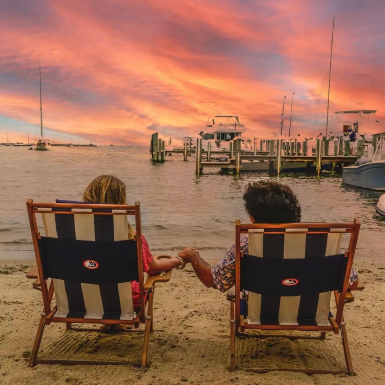 Nauset Recliner- Navy Stripe