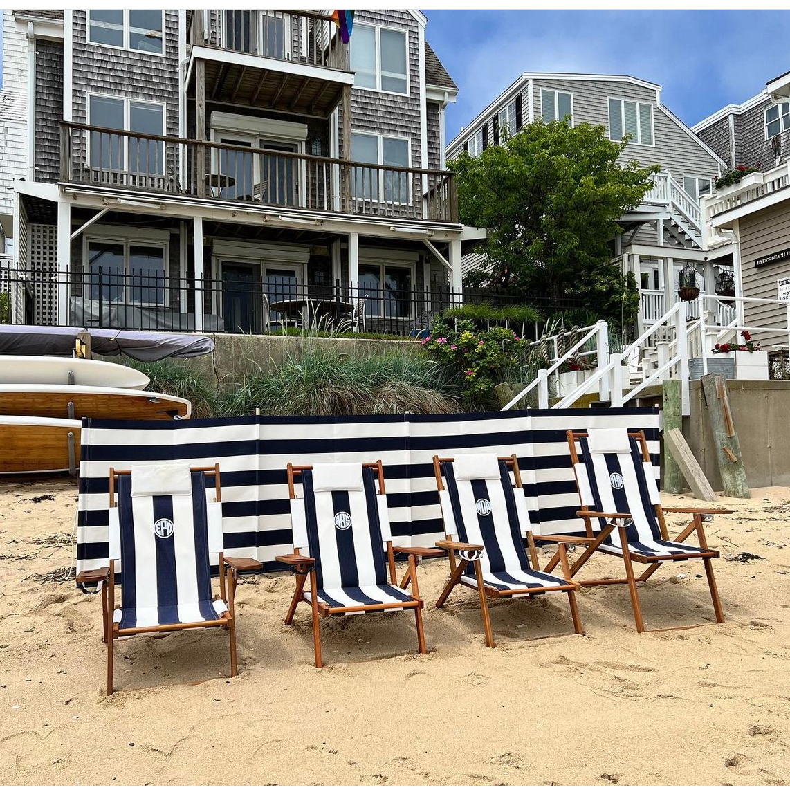 Nauset Recliner- Navy Stripe